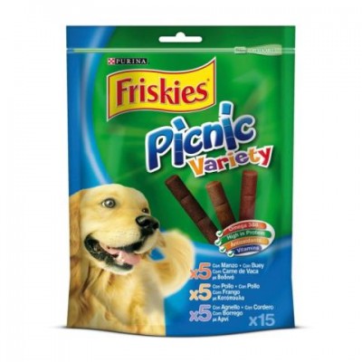 FRISKIES PICNIC GOLOSINA SURTIDO: BUEY&POLLO 15 STICKS 126G PERRO.