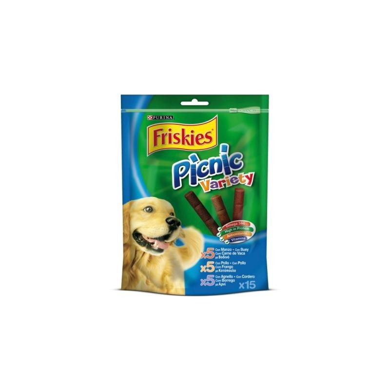 FRISKIES PICNIC GOLOSINA SURTIDO: BUEY&POLLO 15 STICKS 126G PERRO.