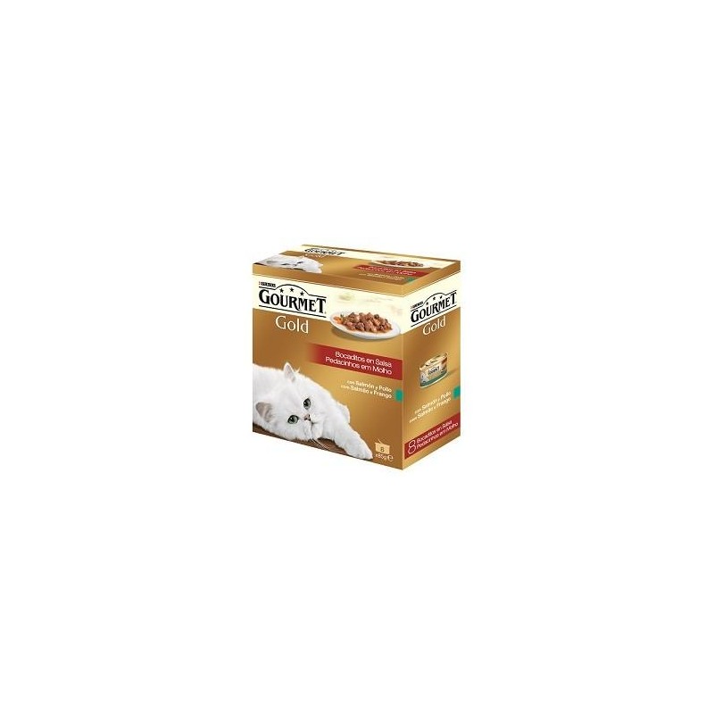 GOURMET GOLD BOCAD SALSA 85G (SALMON&POLLO) ROJO (8U).