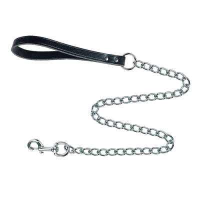 LAZO DE CUERO NEGRO CON CADENA - 18 mm X 1 m 